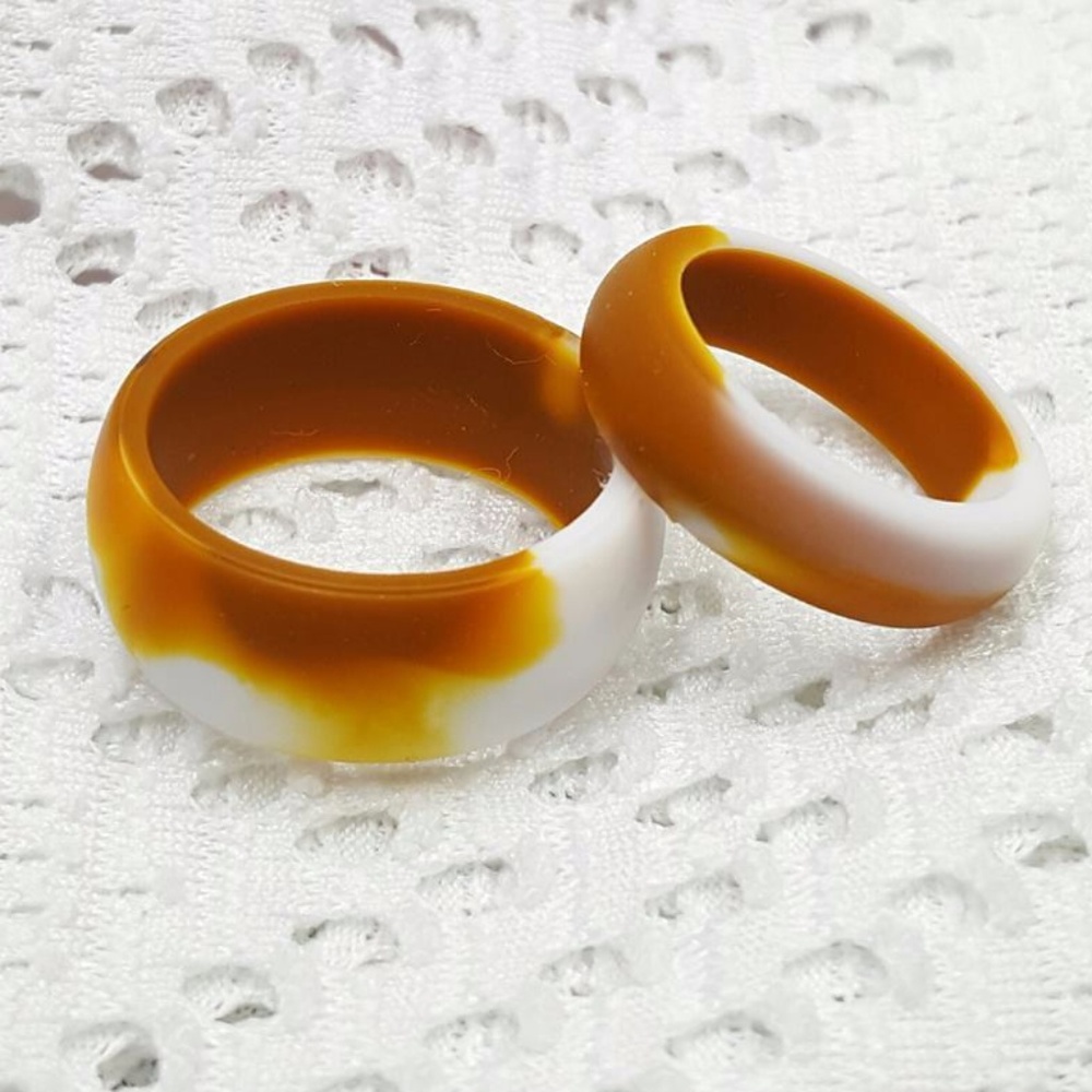 Silicone Wedding Ring Camo Lt Caramel /White