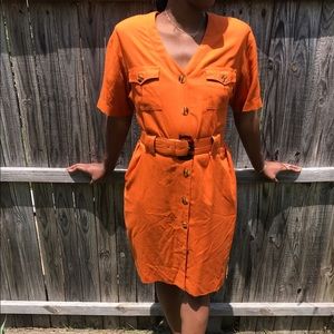 Vintage Orange safari style Dress