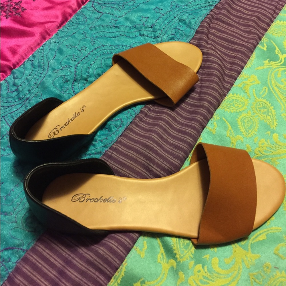 Brown and black Flats