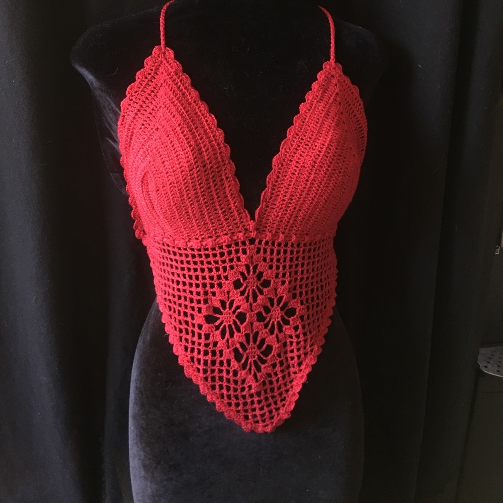 Dark red crochet top