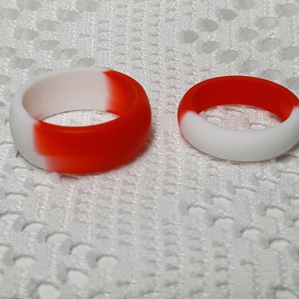 Silicone Wedding Ring Band Red & White