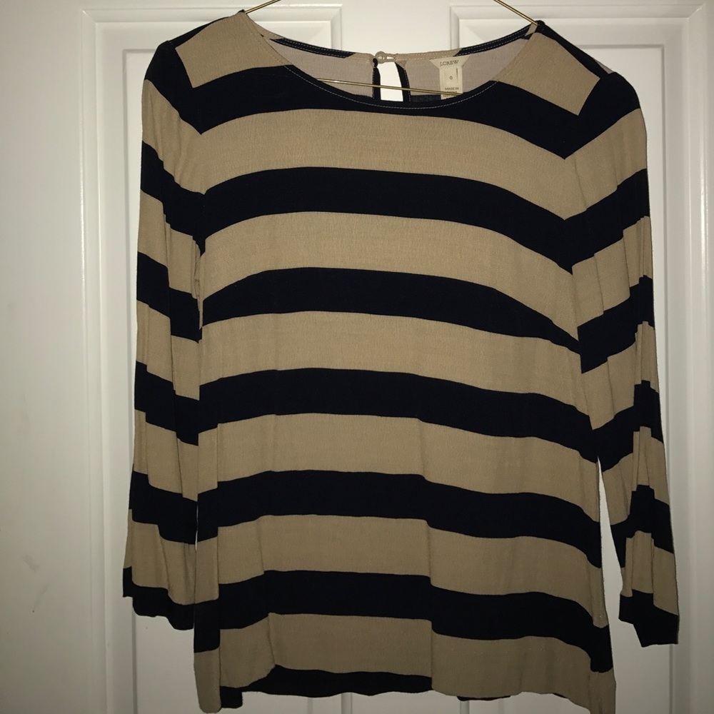 J Crew 3/4 Sleeve Stripe Blouse