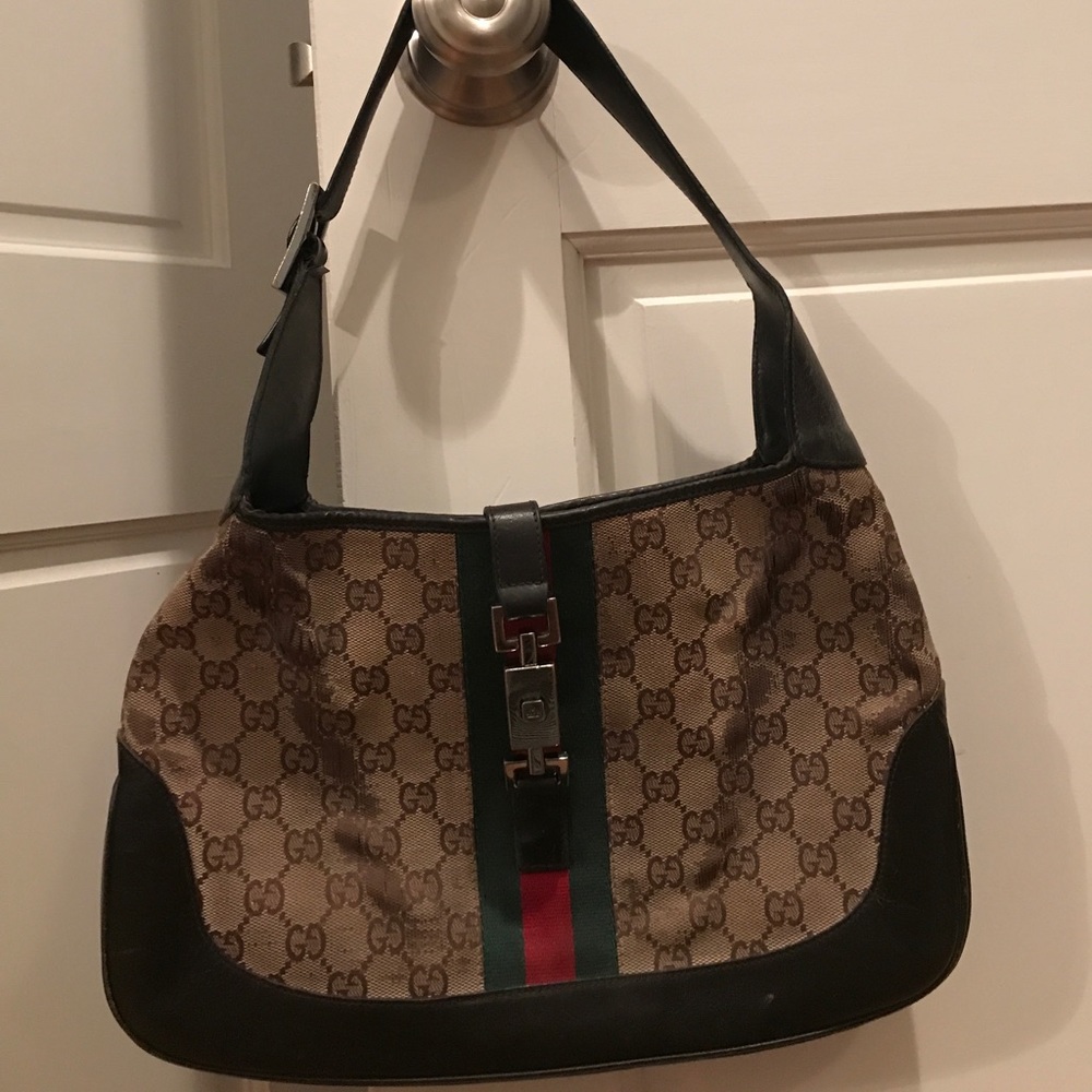 Vintage Canvas Logo Gucci Hobo