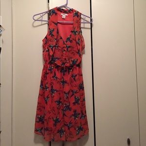 XS Bird print dress with elastic waist