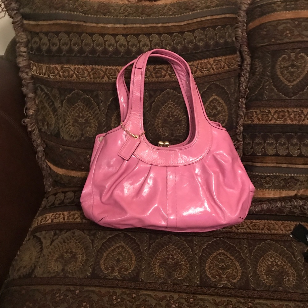 NWOT pink patent leather coach bag