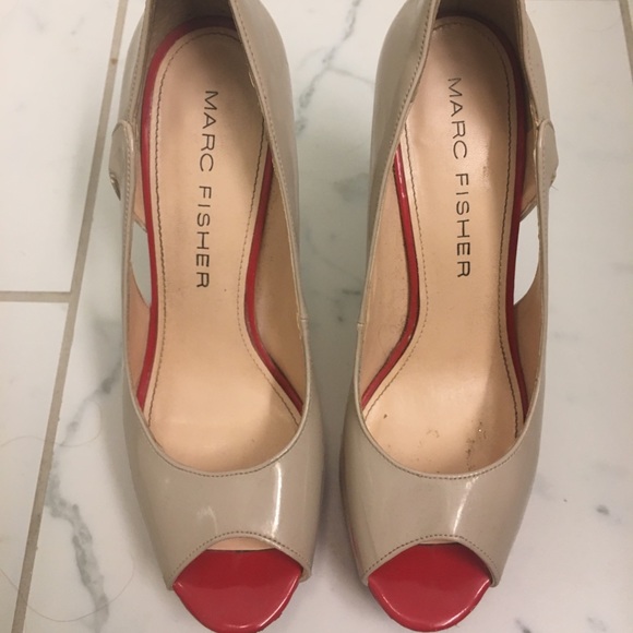 Marc fisher cream red and black pumps - Picture 3 of 4