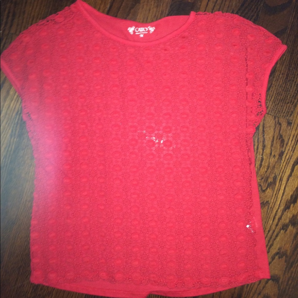 Red see through top