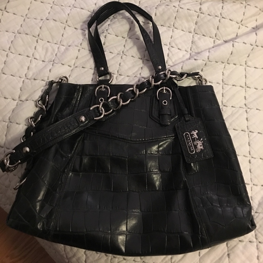 Coach black leather bag