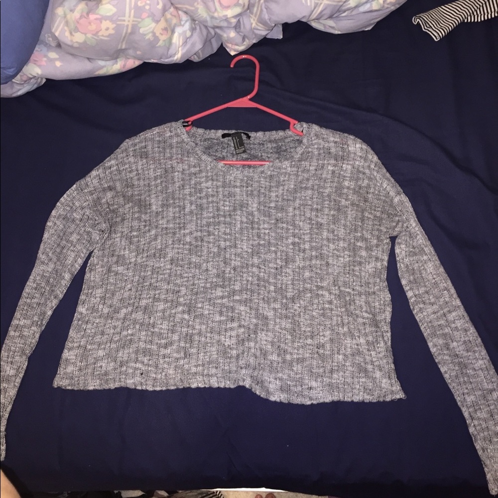Gray crop top sweater