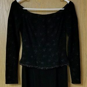 JESSICA MCCLINTOCK Floor-Length Beaded Gown Dress