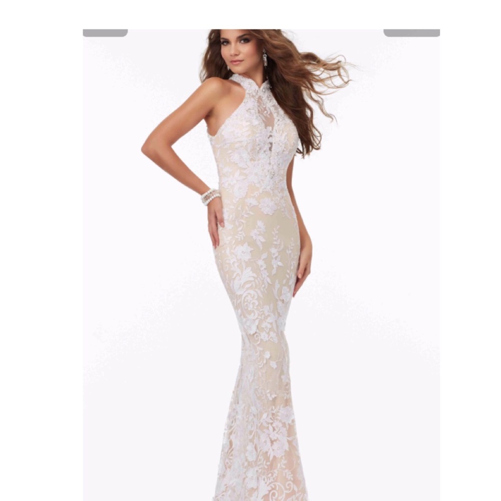Morilee white/nude long dress.