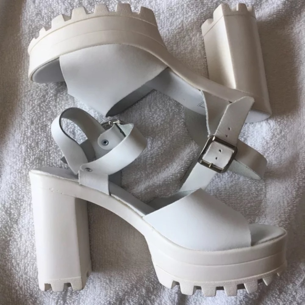 White Topshop platform leather sandals