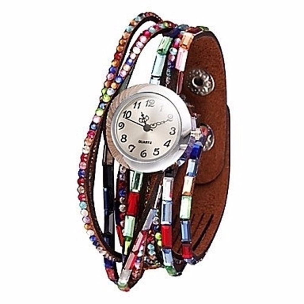 Colorful Leather Wrap Bracelet Watch - Picture 3 of 3