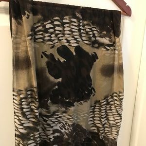 Brown and cream fringed scarf