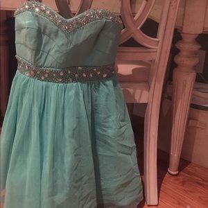 Mint blue short prom dress