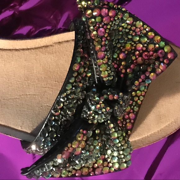 Black sandals with rhinestones. NWOT - Picture 5 of 5