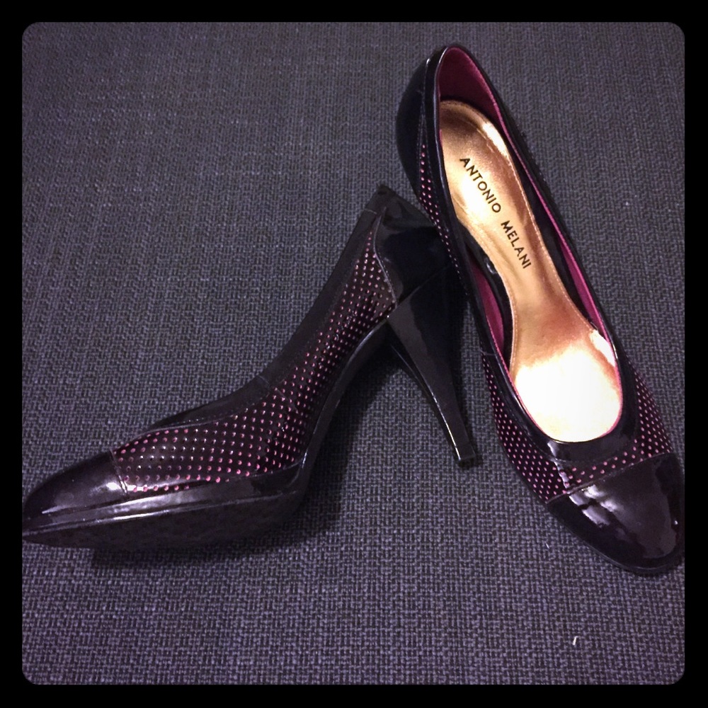 Antonio Melani black patent leather pumps - 6.5.