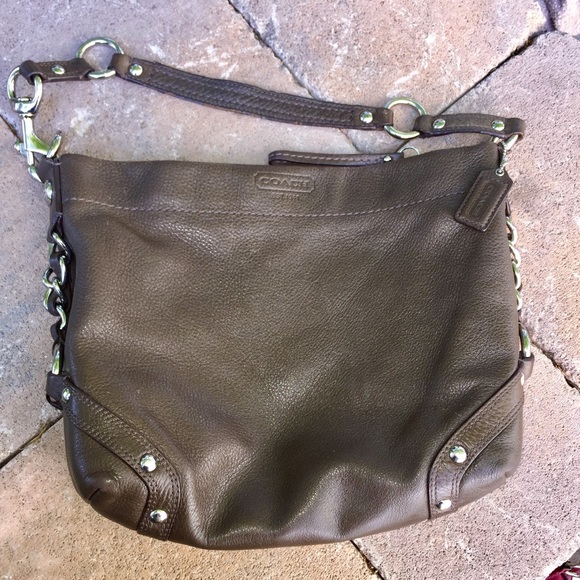 Coach Handbags - Coach brown leather handbag with silver hardware
