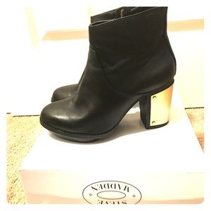 Black leather ankle boots