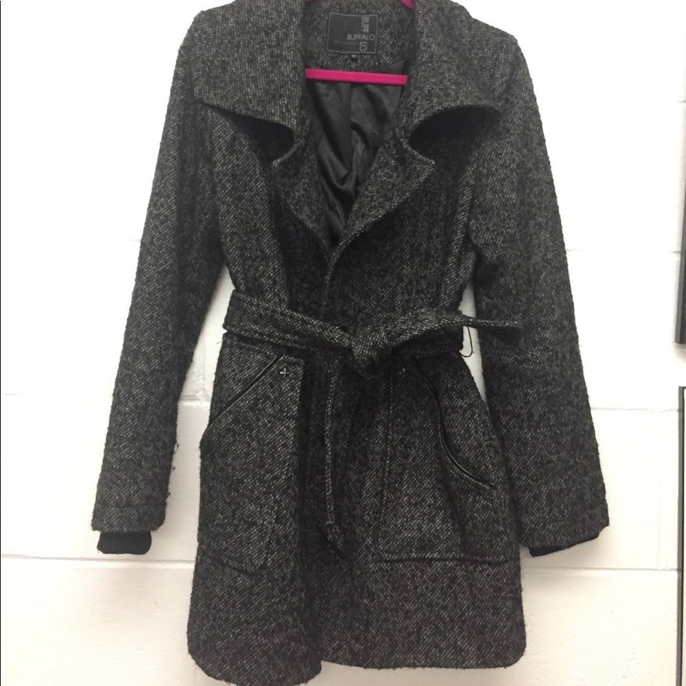 Tweed peacoat black and grey