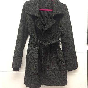 Tweed peacoat black and grey
