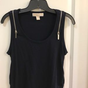 Michael Kors Rouched Tank w/ Zipper Detail.