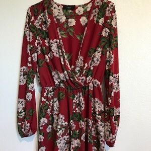 Red floral romper