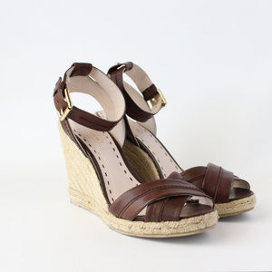 Authentic Coach Verronica Leather Espadrille Wedge