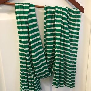 Soft green and white striped scarf