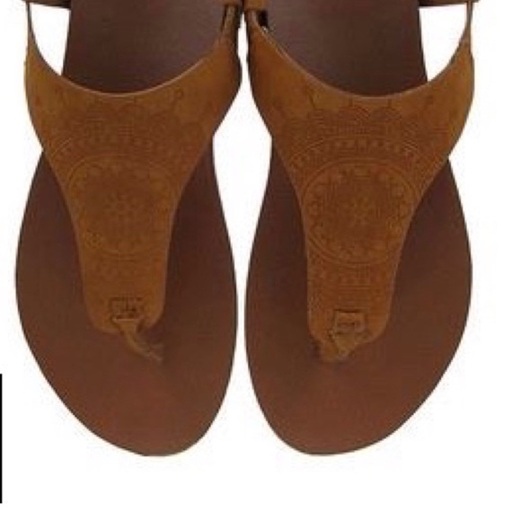 NIB Cognac Oil Nubuck Slingback Chic Thong Sandal - Picture 2 of 5