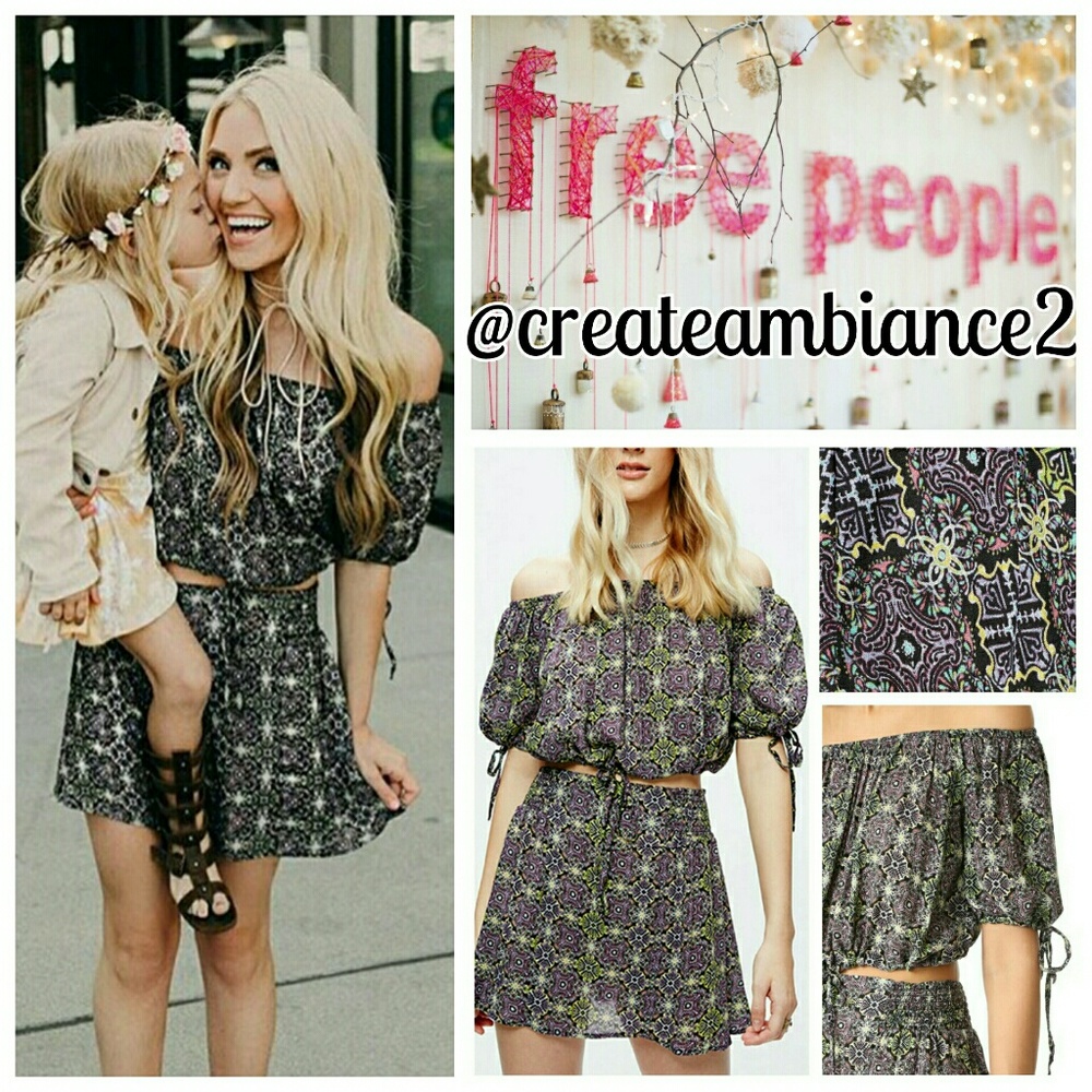 Free People Electric Love Crop Top & Skirt Set