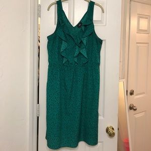 Green/Blue Print Ruffle Dress