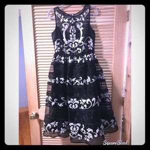 BEBE embroidered organza gown