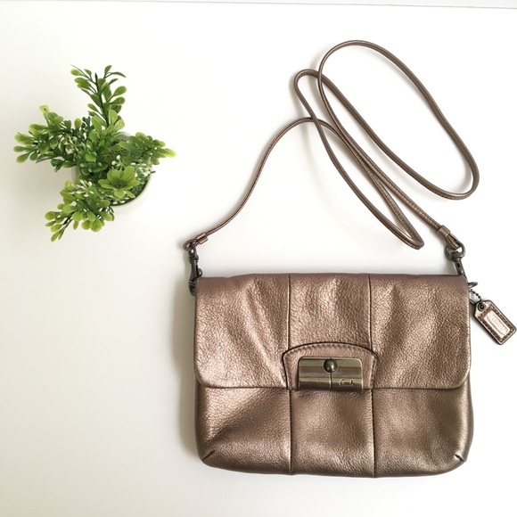 Coach Handbags - coach • metallic leather crossbody