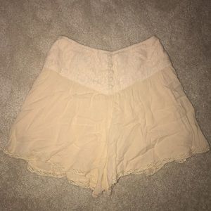 Free People Cream High Waisted Shorts