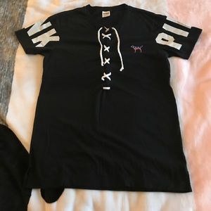 VS PINk Lace Up Shirt