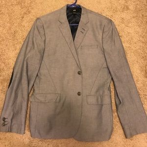 H&M Slate Blue Blazer with Navy Elbow Patches