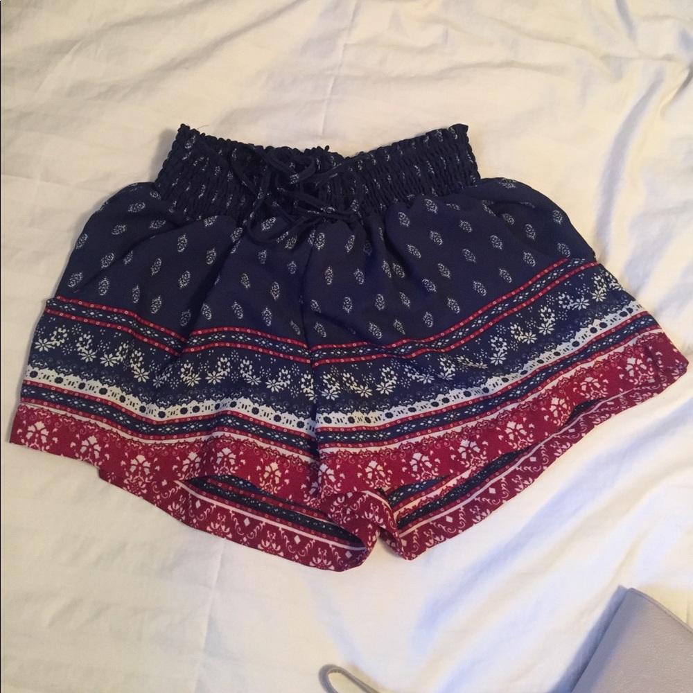 Red, White, Blue Patterned Shorts