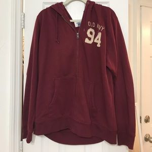 Burgundy Zip Up Hoodie