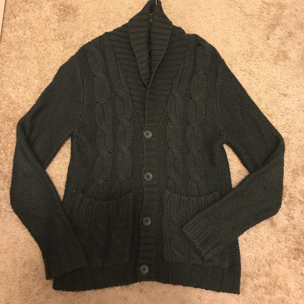 H&M Grey Cable Knit Shawl Cardigan