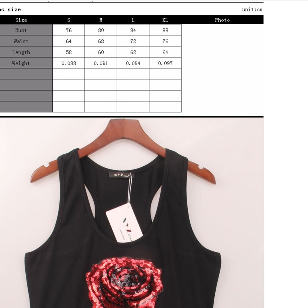 WHITE SEQUIN ROSE JERSEY TANK TOP - Picture 4 of 4