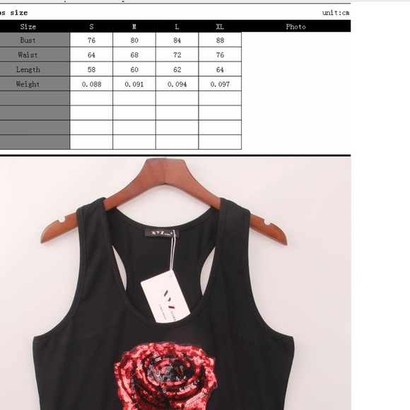 WHITE SEQUIN ROSE JERSEY TANK TOP - Picture 4 of 4