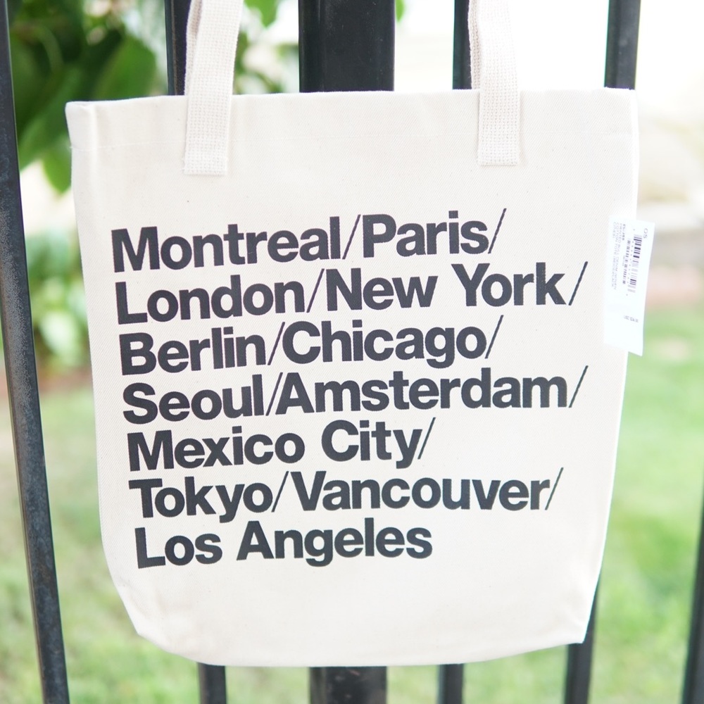 AMERICAN APPAREL Printed Cities Tote Beige/Black