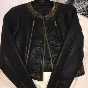 BEBE Leather and Gold Studded Jacket