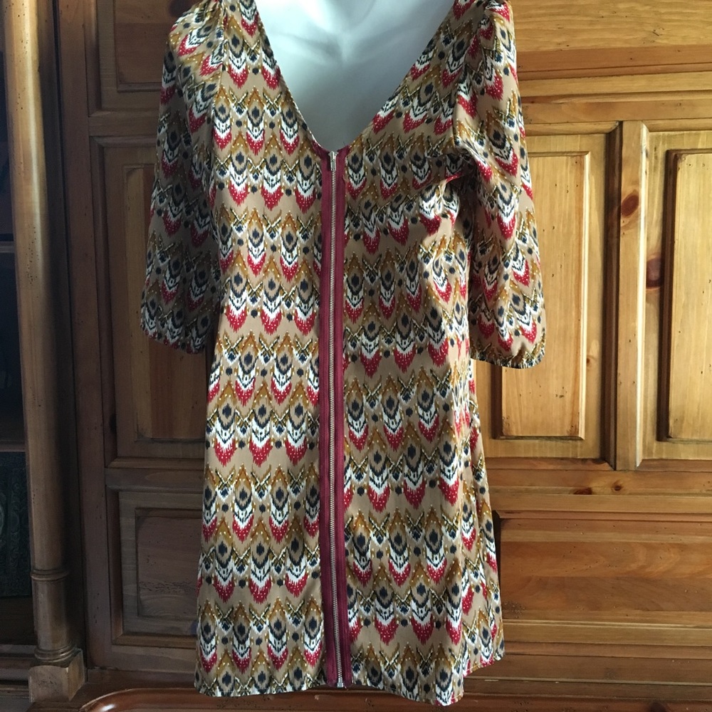 Pink Owl Fitted Dress Fall Small S Zippered - Picture 4 of 5