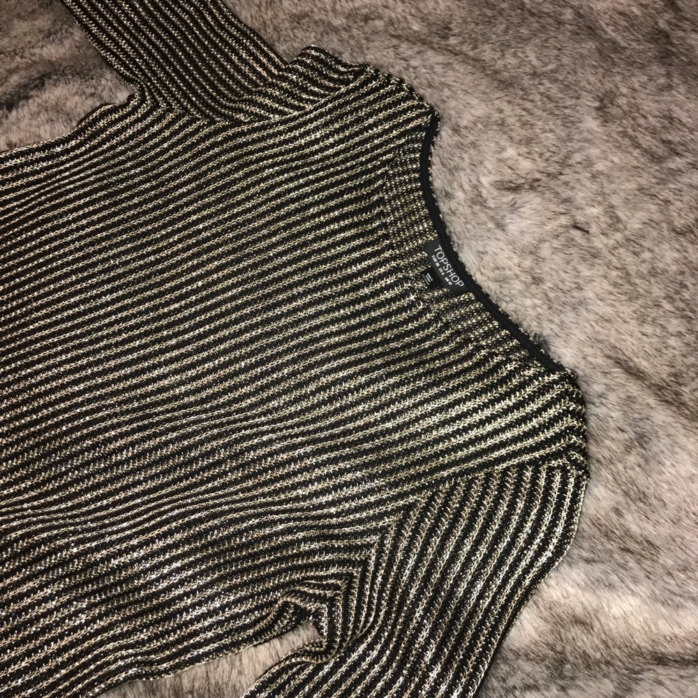 Topshop Gold And Black Knit Top