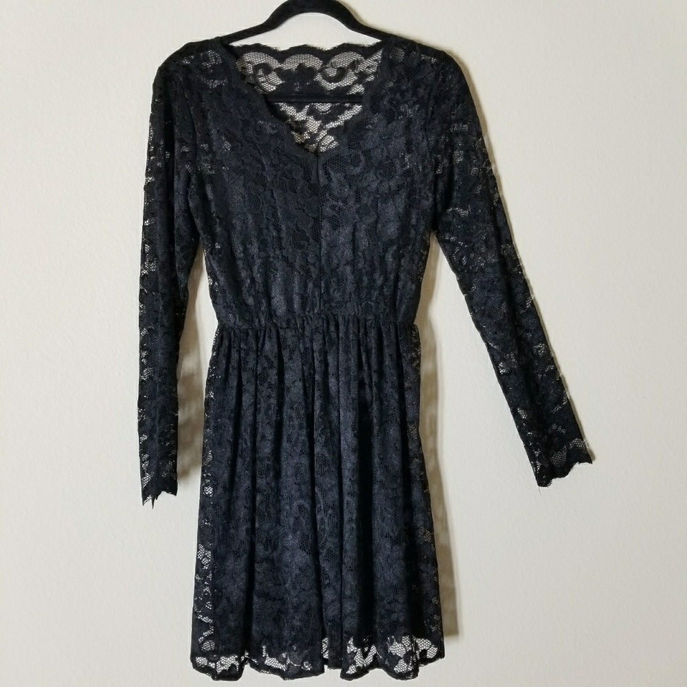 Anthropologie Black Lace Mini