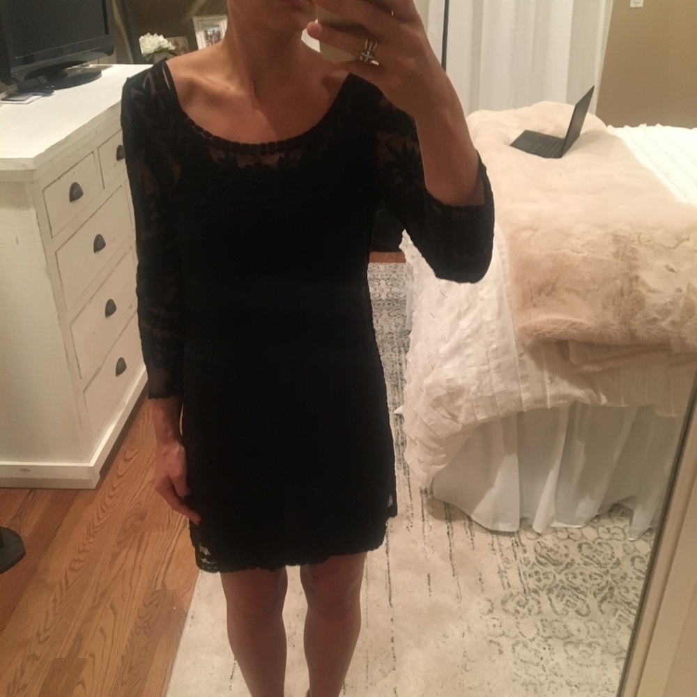 Express fitted black slip dress