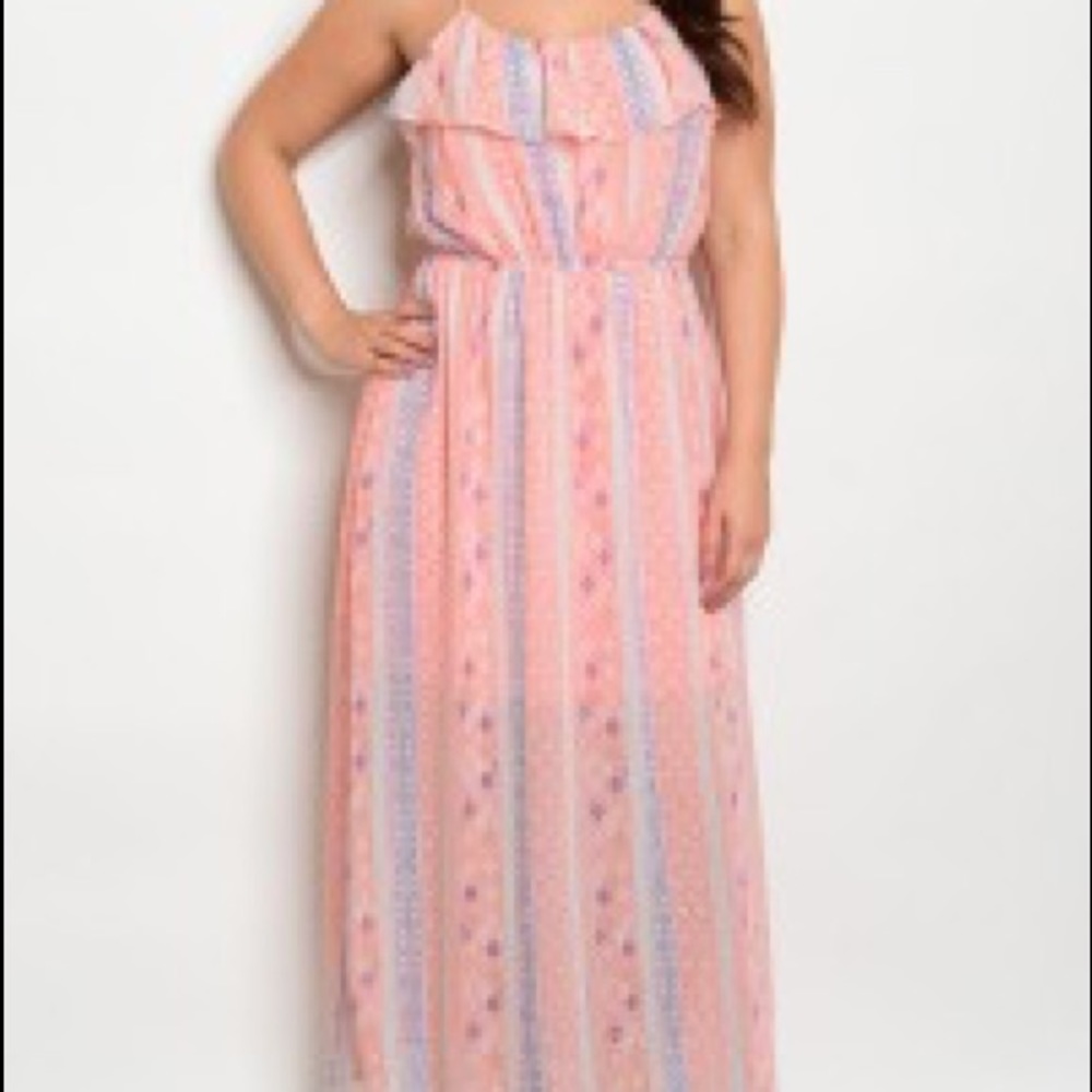 Peach Ruffle Maxi