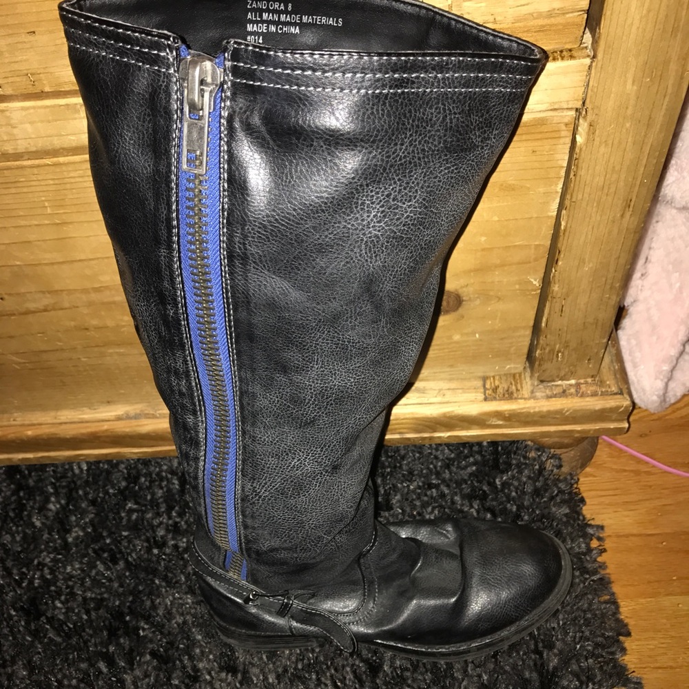 Grey Steve Madden Riding Boots w/ Blue Zipper